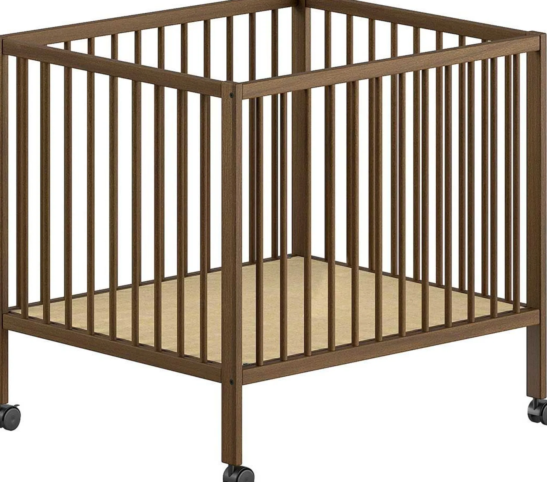 Babypark Dino | 95 x 75 cm | verstellbar | Buche massiv | nussbaumfarben