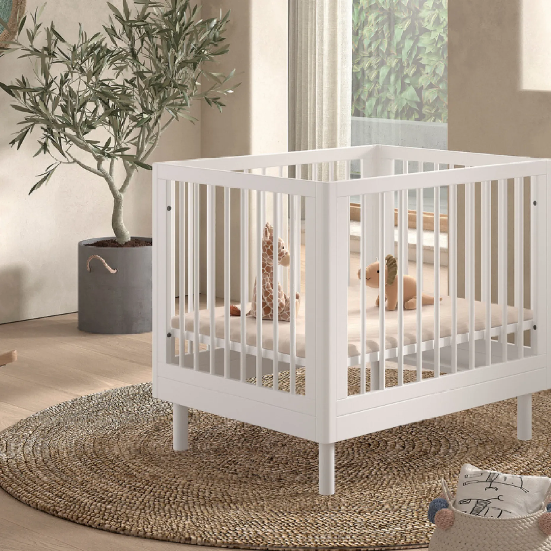 BabyPark 95x75cm Buche Weiß Kinderbett