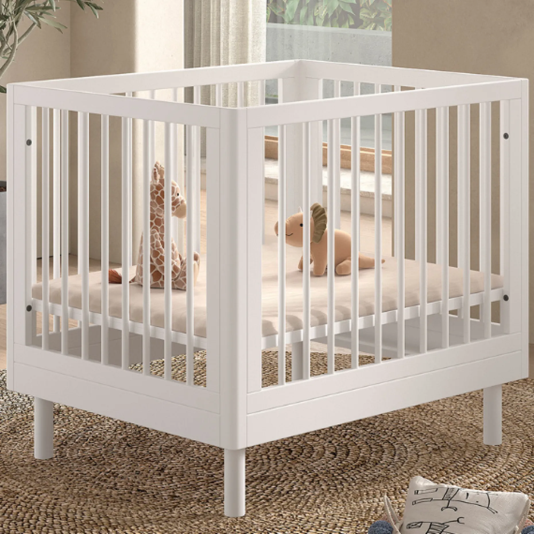 BabyPark 95x75cm Buche Weiß Kinderbett