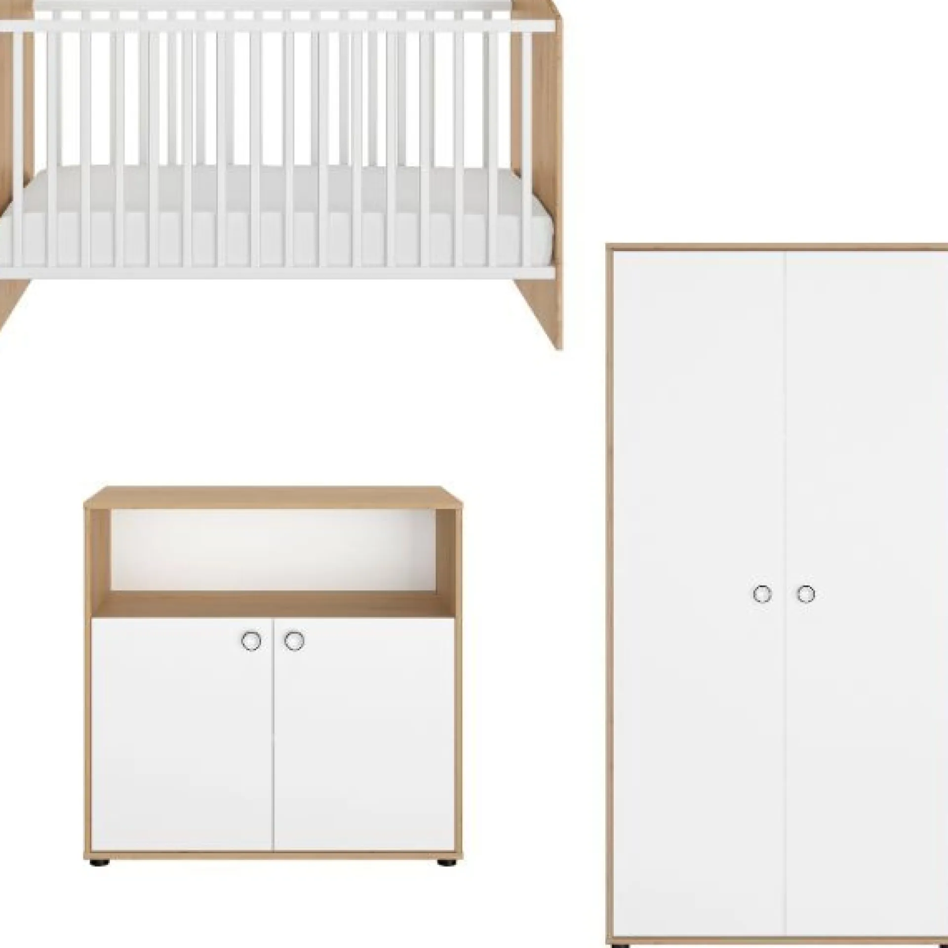 Kinder Gautier - Galipette Baby- und Kleinkindzimmer-Set Arthur | Anzuchtbett, Kleiderschrank, Kommode | Bettkasten nicht enthalten | Artisan Oak Design