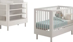 Babyzimmer Forrest: Babybett 60x120cm, Wickeltisch mit Wickelauflage - Weißbuche