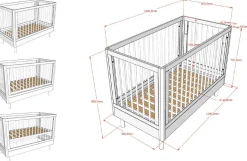 Babyzimmer Forrest: Babybett 60x120cm, Wickeltisch, Kleiderschrank - Weißbuche