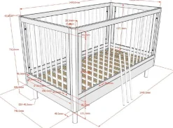 Babyzimmer Forrest: Babybett 70x140cm, Kommode mit Windelregal - Weißbuche