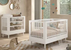 Babyzimmer Forrest: Babybett 70x140cm, Wickeltisch - Buche weiß