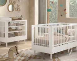 Babyzimmer Forrest: Babybett 70x140cm, Wickeltisch - Buche weiß