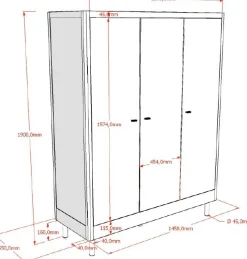 Babyzimmer Forrest: Babybett 70x140cm, Kommode mit Windelregal, Kleiderschrank - Weißbuche
