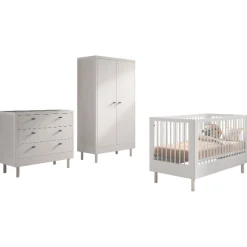 Babyzimmer Forrest: Babybett 70x140cm, Kommode, Kleiderschrank - Weißbuche
