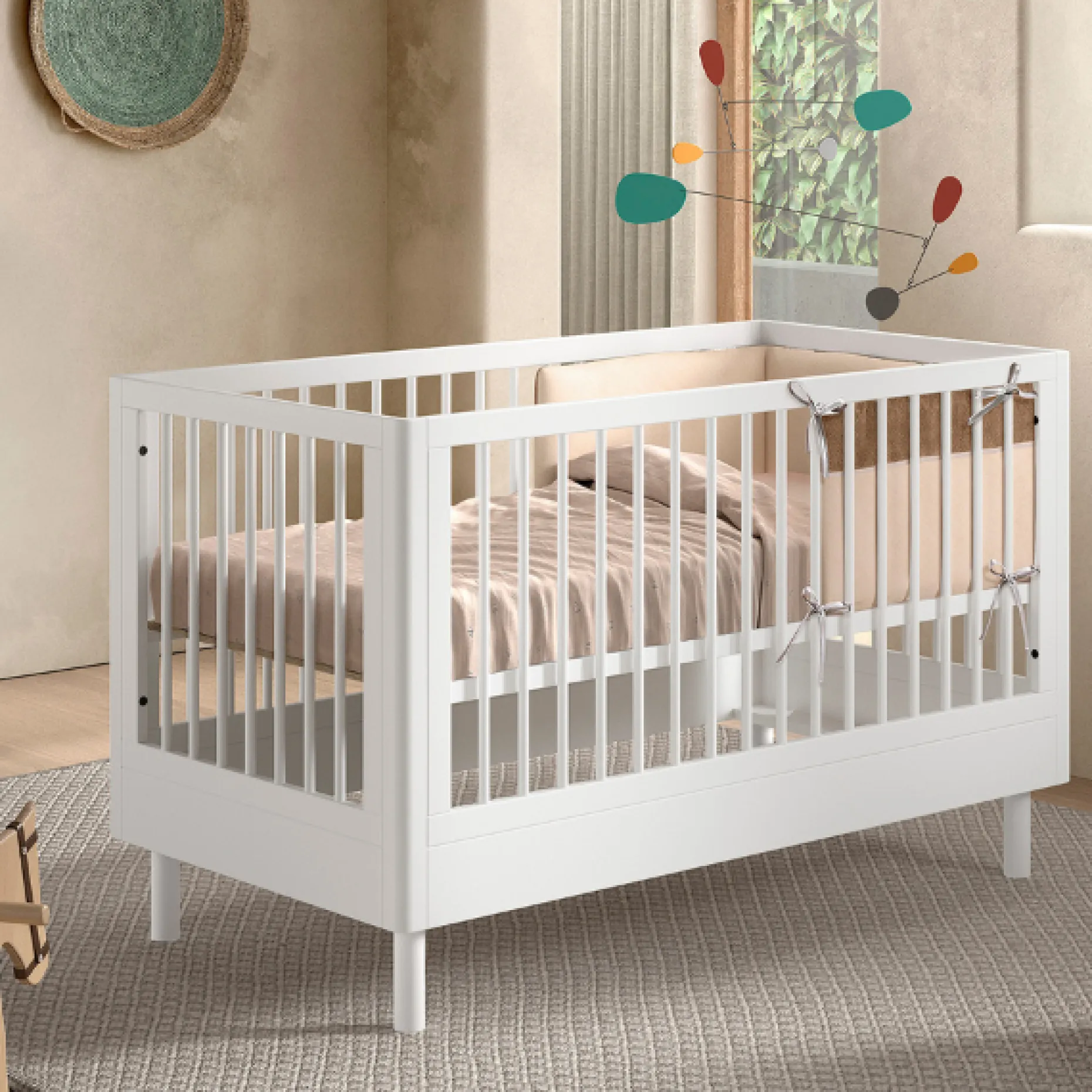 Babyzimmer Forrest: Babybett 70x140cm, Kommode, Kleiderschrank - Weißbuche