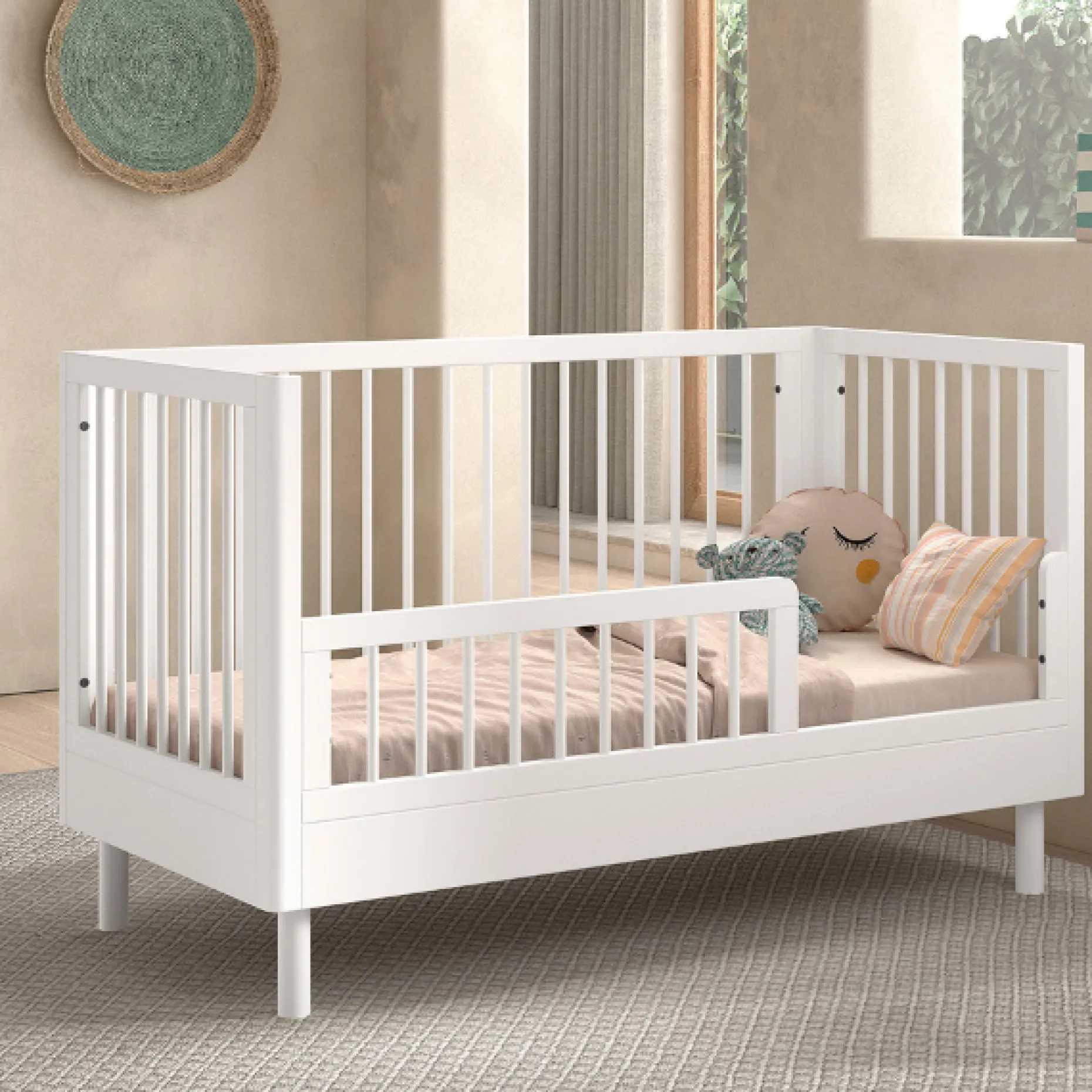 Babyzimmer Forrest: Babybett 70x140cm, Kommode, Kleiderschrank - Weißbuche