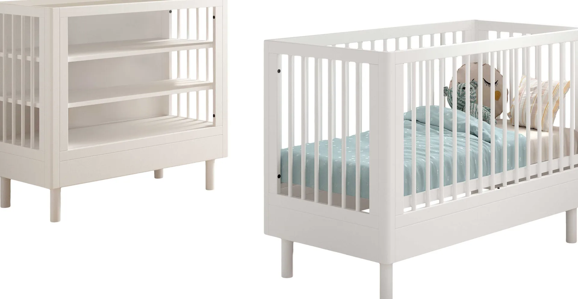Kinder Vipack Babyzimmer Forrest: Babybett 60x120cm, Wickeltisch - buche