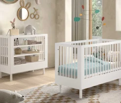Kinder Vipack Babyzimmer Forrest: Babybett 60x120cm, Wickeltisch - buche