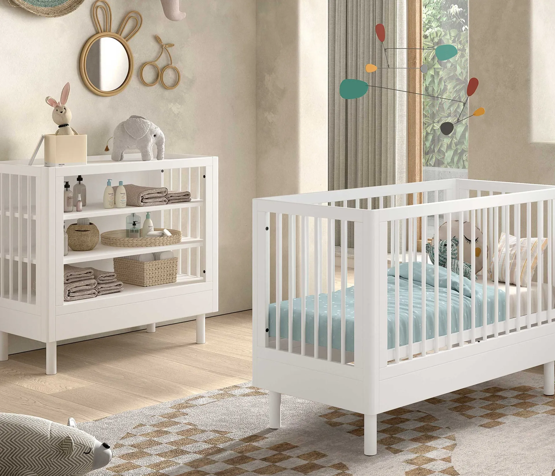 Kinder Vipack Babyzimmer Forrest: Babybett 60x120cm, Wickeltisch - buche
