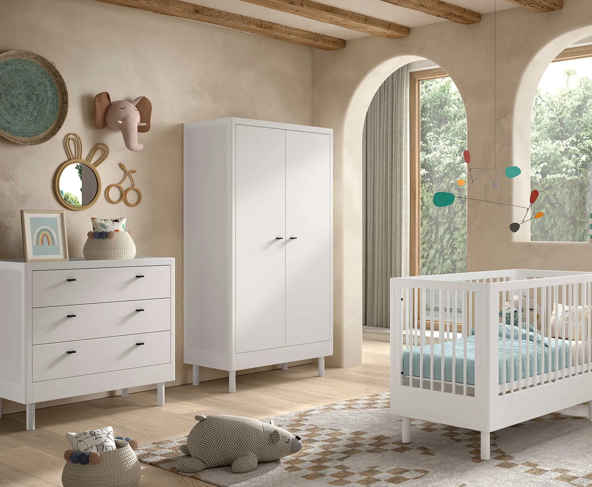 Kinder Vipack Babyzimmer Forrest: Babybett 60x120cm, Kommode, Kleiderschrank - buche