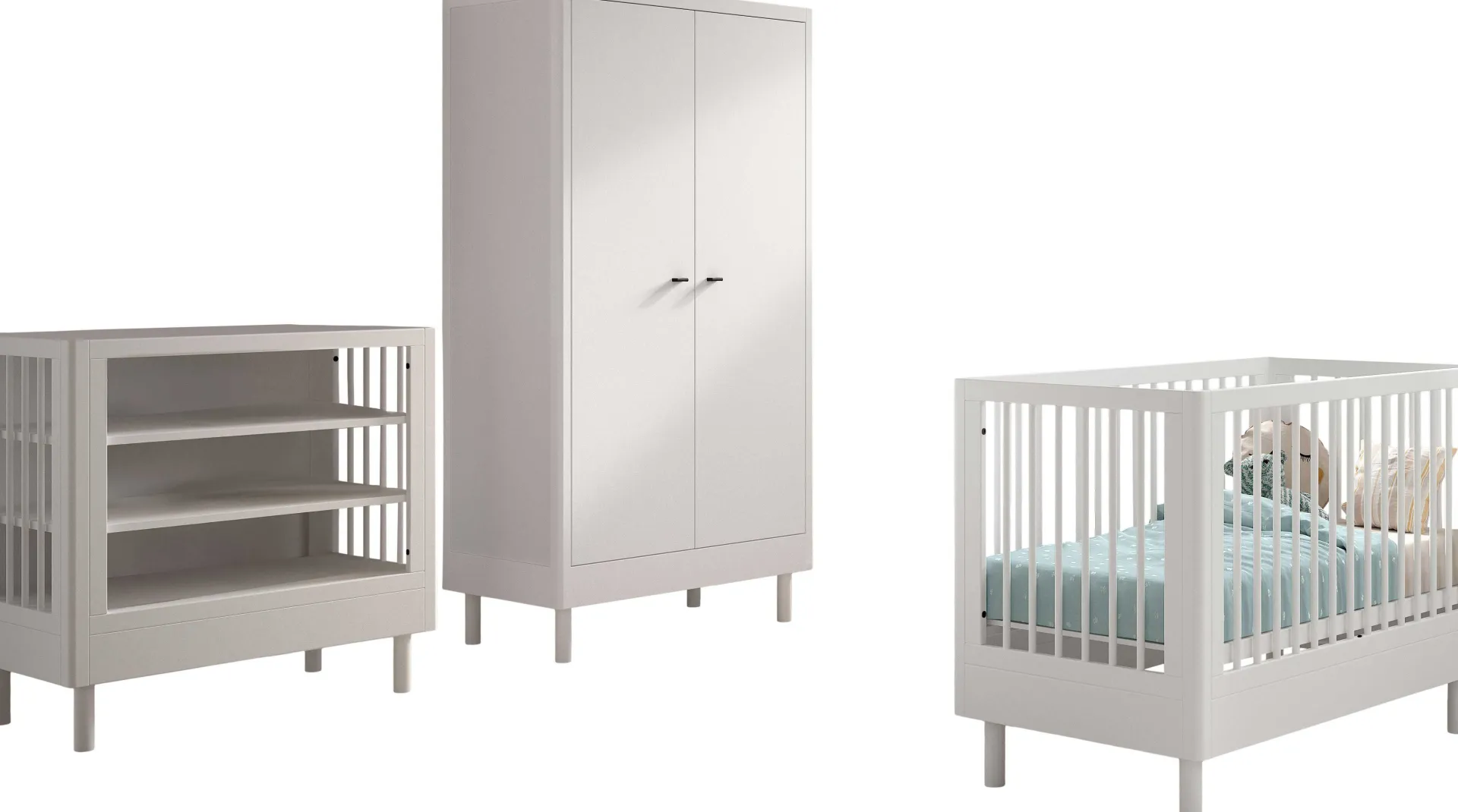 Kinder Vipack Babyzimmer Forrest: Babybett 60x120cm, Wickeltisch, Kleiderschrank - buche