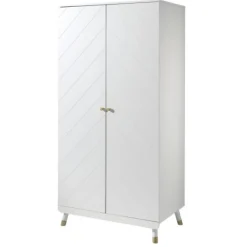 Babyzimmer-Set Billy - Zweitüriger Kleiderschrank, Kommode, Wickeltisch & Babybett - Grün/Weiß