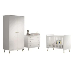 Kinder Vipack Babyzimmer-Set Billy - Zweitüriger Kleiderschrank, Kommode, Wickeltisch & Babybett - MDF/
