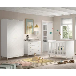 Kinder Vipack Babyzimmer-Set Billy - Zweitüriger Kleiderschrank, Kommode, Wickeltisch & Babybett - MDF/