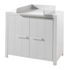 Babyzimmer-Set Erik - Zweitüriger Kleiderschrank, Kommode, Wickeltisch & Babybett - MDF/Weiß