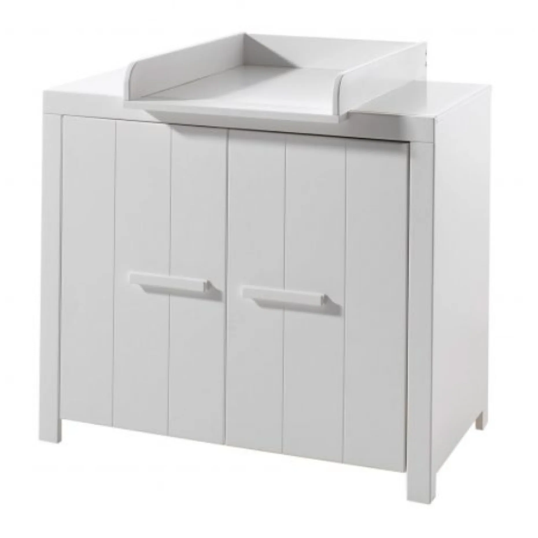 Babyzimmer-Set Erik - Zweitüriger Kleiderschrank, Kommode, Wickeltisch & Babybett - MDF/Weiß
