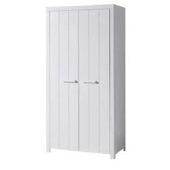 Babyzimmer-Set Erik - Zweitüriger Kleiderschrank, Kommode, Wickeltisch & Babybett - MDF/Weiß