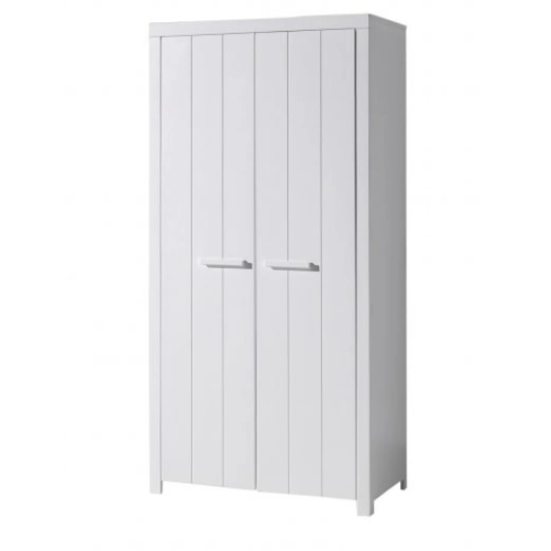 Babyzimmer-Set Erik - Zweitüriger Kleiderschrank, Kommode, Wickeltisch & Babybett - MDF/Weiß