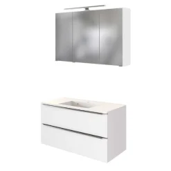 Held Badezimmerkombination Hansen 2 Waschbecken und Spiegelschrank 100cm -