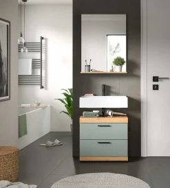Badezimmerkombination Scout Xonox - Sagegrün & Artisan Eiche - 60x191x34 cm