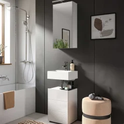 Badezimmerkombination Vira Xonox - Melamin Glashochglanz - 38x190x34 cm - Weiß