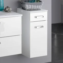 Badezimmerschrank Bobbi 30cm 1 Schublade und 1 Tür - weiß