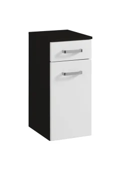 Badezimmerschrank Bobbi 30cm 1 Schublade und 1 Tür - graphit/hochglanz-weiß