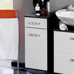 Badezimmerschrank Bobbi 30cm 1 Schublade und 1 Tür - graphit/hochglanz-weiß
