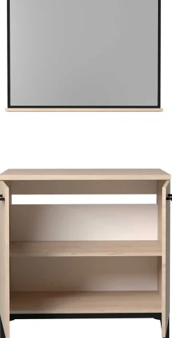 Badezimmerschrank Dotan mit 2 Türen und Spiegel - Eiche