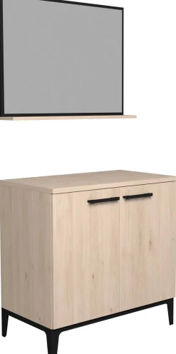 Badezimmerschrank Dotan mit 2 Türen und Spiegel - Eiche