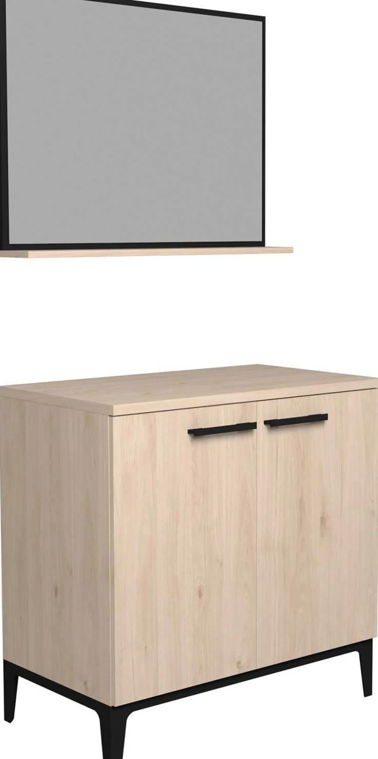 Badezimmerschrank Dotan mit 2 Türen und Spiegel - Eiche