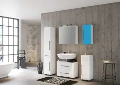 Badezimmerschrank Dusan 30 cm mit 1 Tür und 1 Schublade - weiß