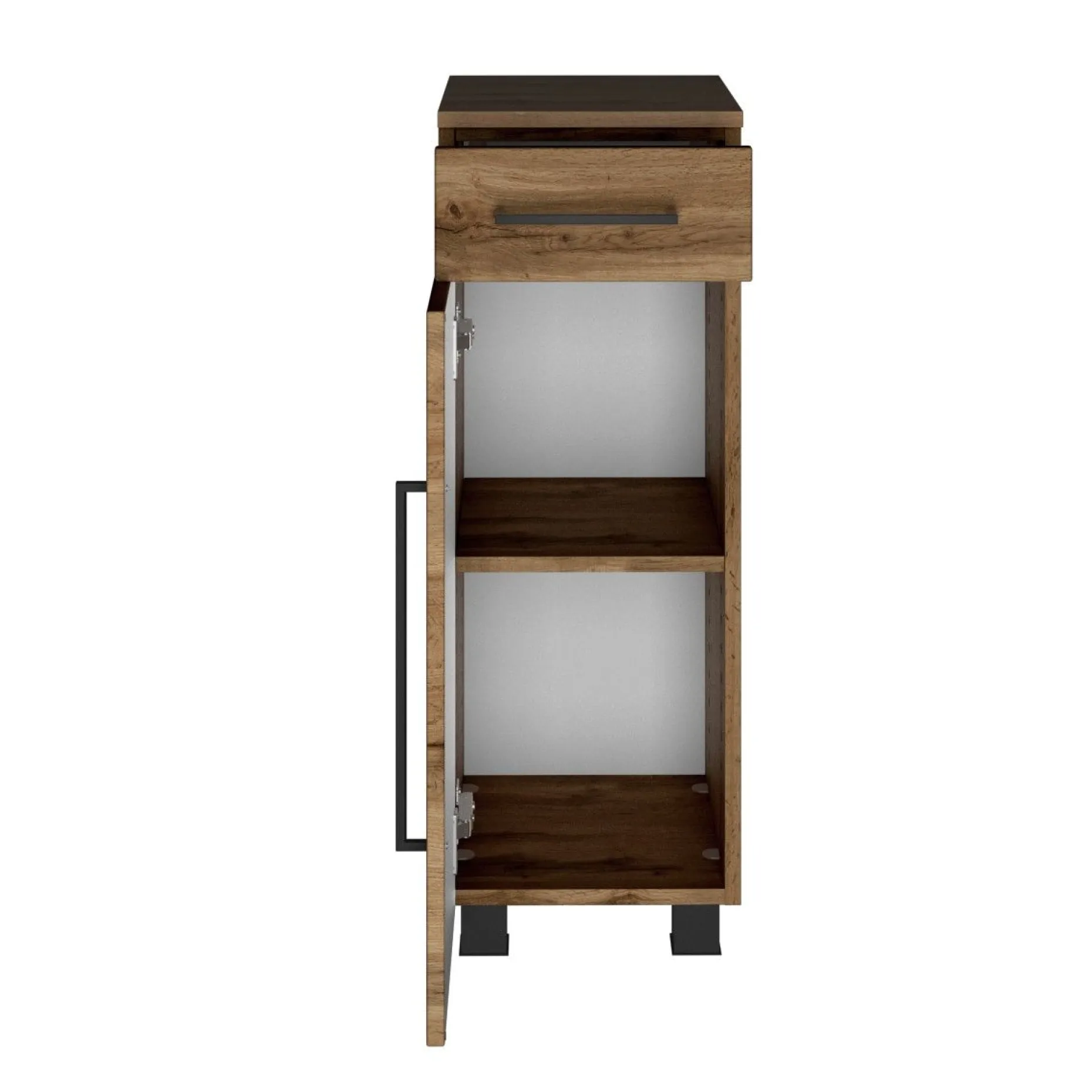 Badezimmerschrank Dusan 30 cm mit 1 Tür und 1 Schublade - wotan Eiche Dekor