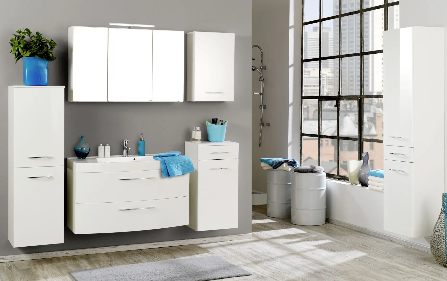 Badezimmerschrank Florent 40cm 1 Tür und 1 Schublade - weiß