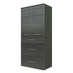 Badezimmerschrank Florent 60cm 2 Türen und 3 Schubladen - graphit/graue Eiche