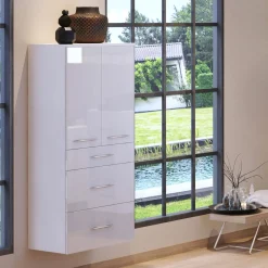 Badezimmerschrank Florent 60cm 2 Türen und 3 Schubladen - weiß