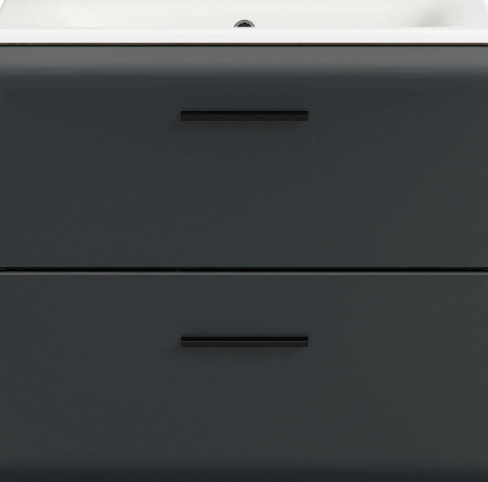 Badezimmerschrank Ice Xonox - mit Keramikwaschbecken - 60x55x46 cm - Mattschwarz & Nox Oak