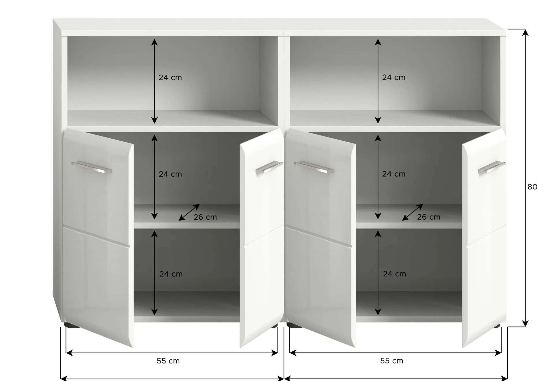 Badezimmerschrank Ice Xonox - Weiß Hochglanz - 120x82x30 cm