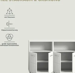 Badezimmerschrank Ice Xonox - Weiß Hochglanz - 120x82x30 cm