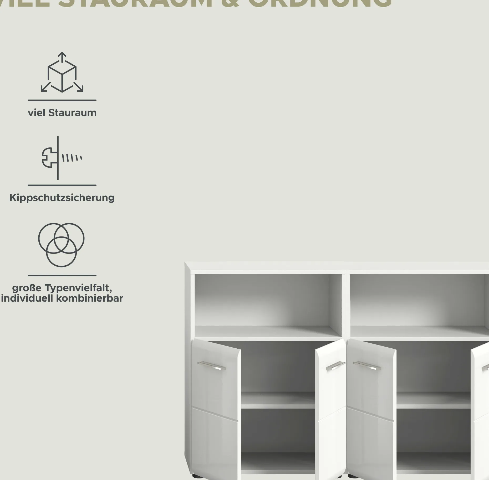 Badezimmerschrank Ice Xonox - Weiß Hochglanz - 120x82x30 cm