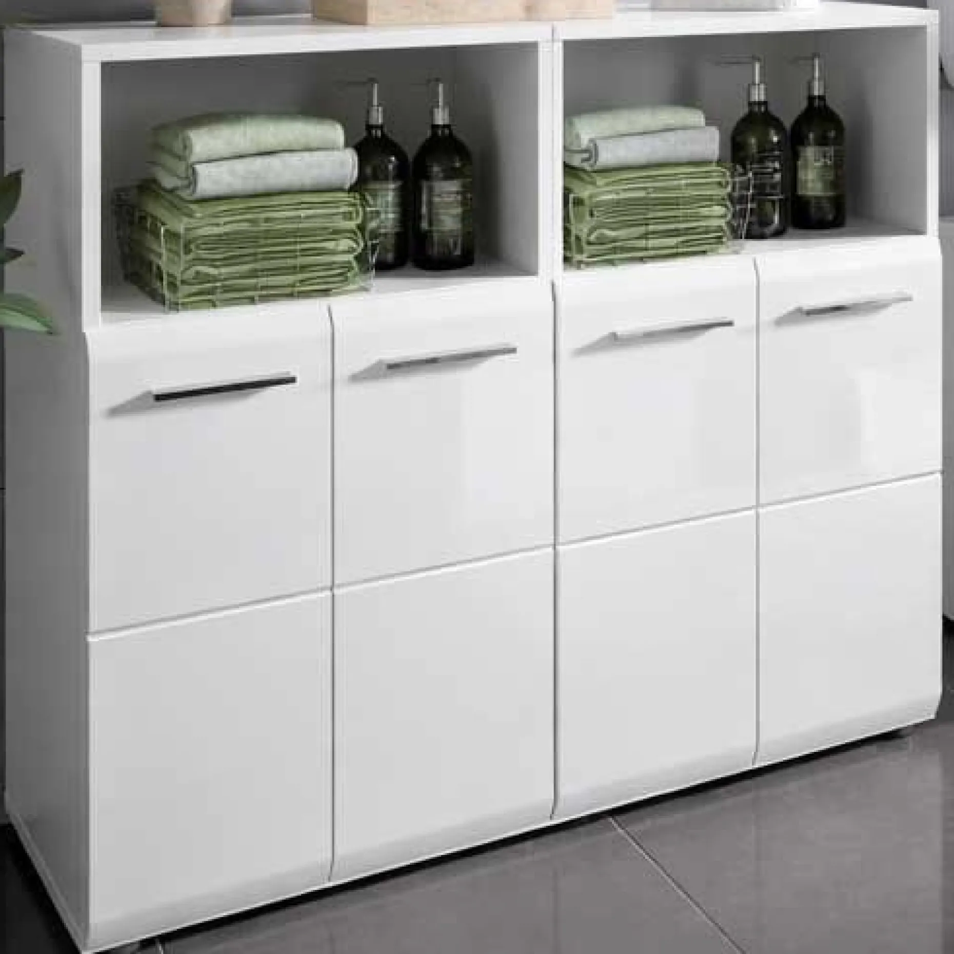 Badezimmerschrank Ice Xonox - Weiß Hochglanz - 120x82x30 cm