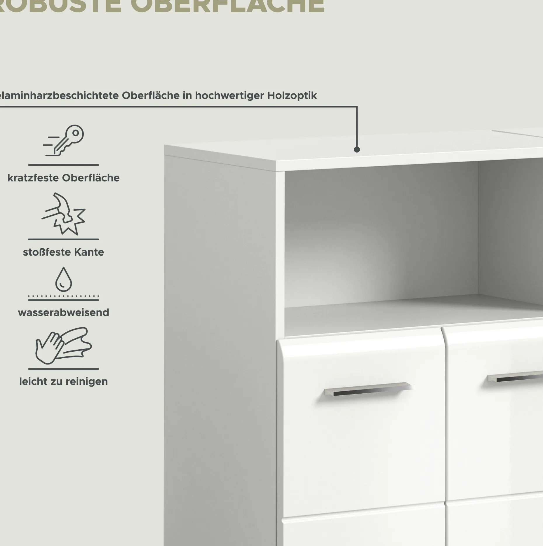Badezimmerschrank Ice Xonox - Weiß Hochglanz - 120x82x30 cm