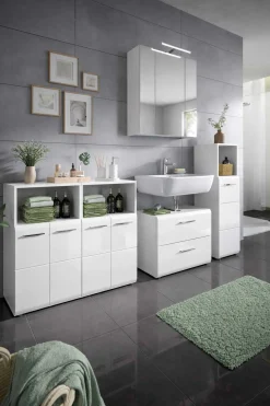 Badezimmerschrank Ice Xonox - Weiß Hochglanz - 120x82x30 cm