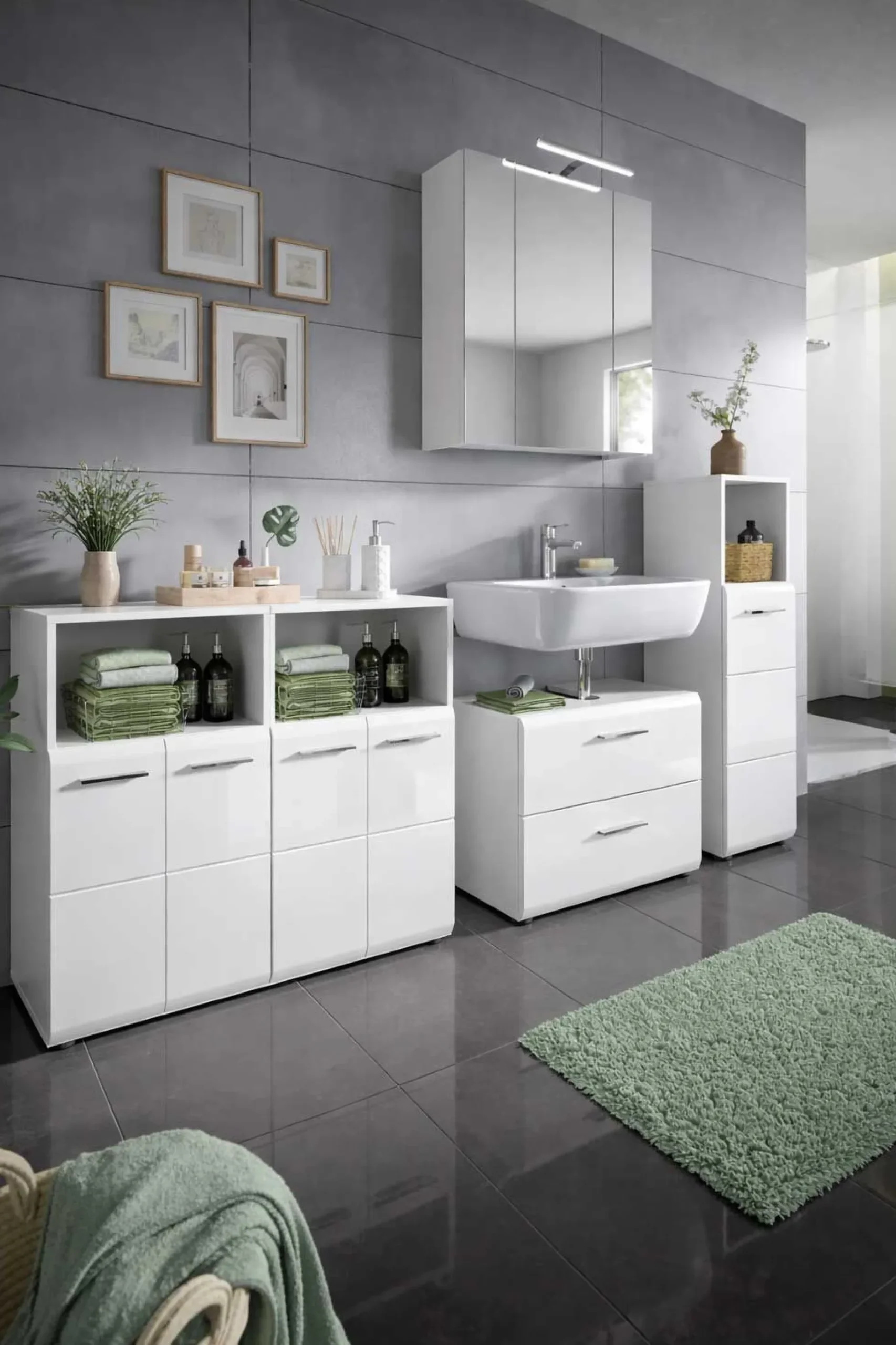 Badezimmerschrank Ice Xonox - Weiß Hochglanz - 120x82x30 cm