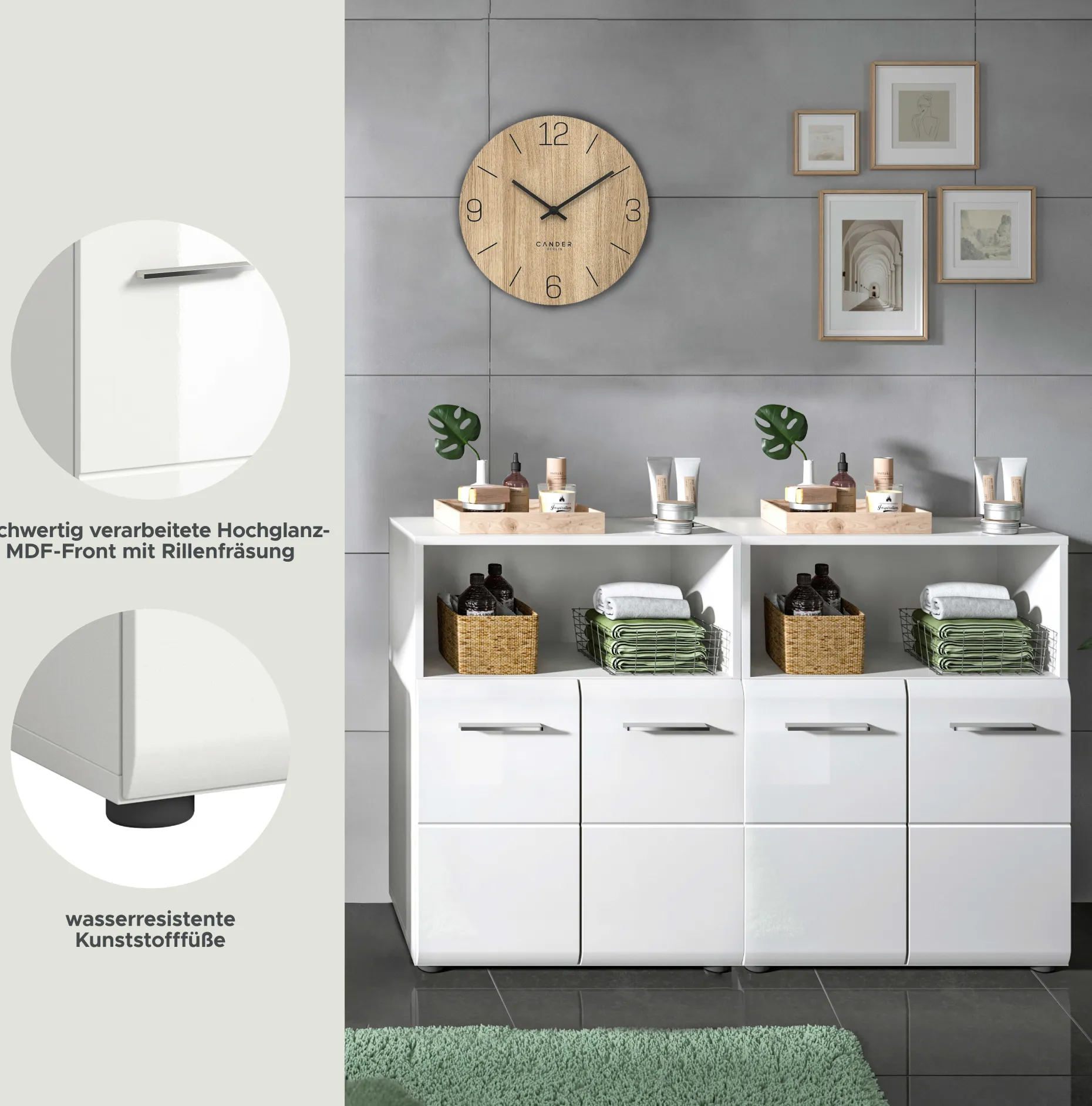 Badezimmerschrank Ice Xonox - Weiß Hochglanz - 120x82x30 cm