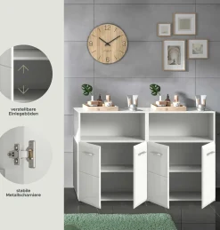 Badezimmerschrank Ice Xonox - Weiß Hochglanz - 120x82x30 cm