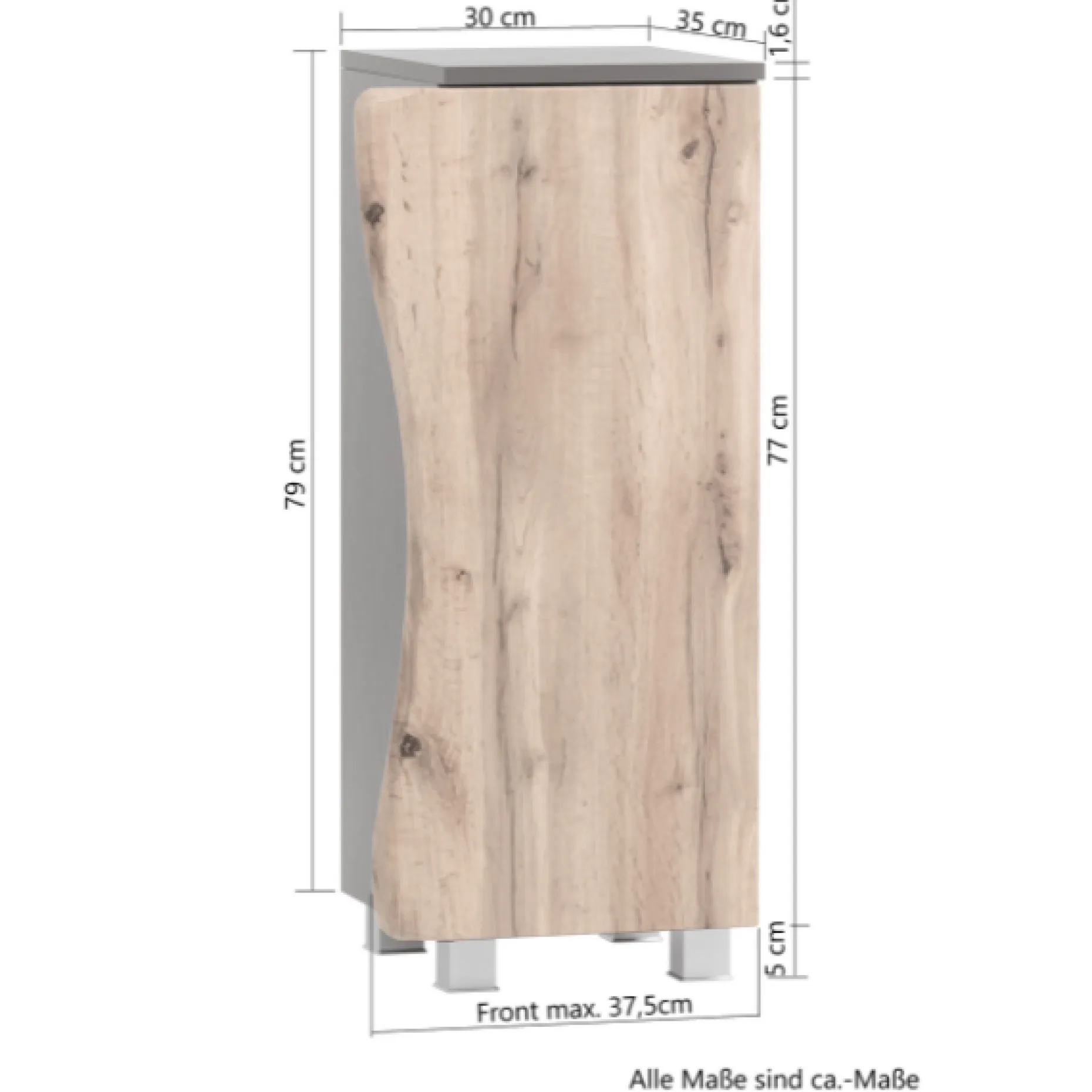 Badezimmerschrank Karan 37cm 1 Tür - Eiche/anthrazit